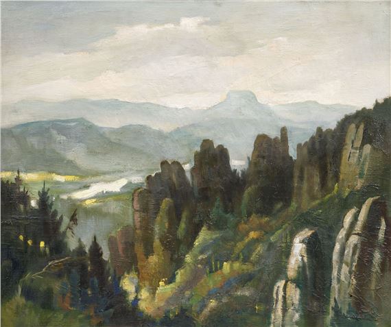 Sächsische Schweiz mit Elbe und Lilienstein by Arthur Geissler, 1927