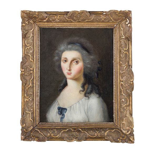 French School, 18th Century | Portrait of a young woman in a white ...