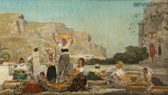 Orange harvest in Capri by Edouard Alexandre Sain, 1910