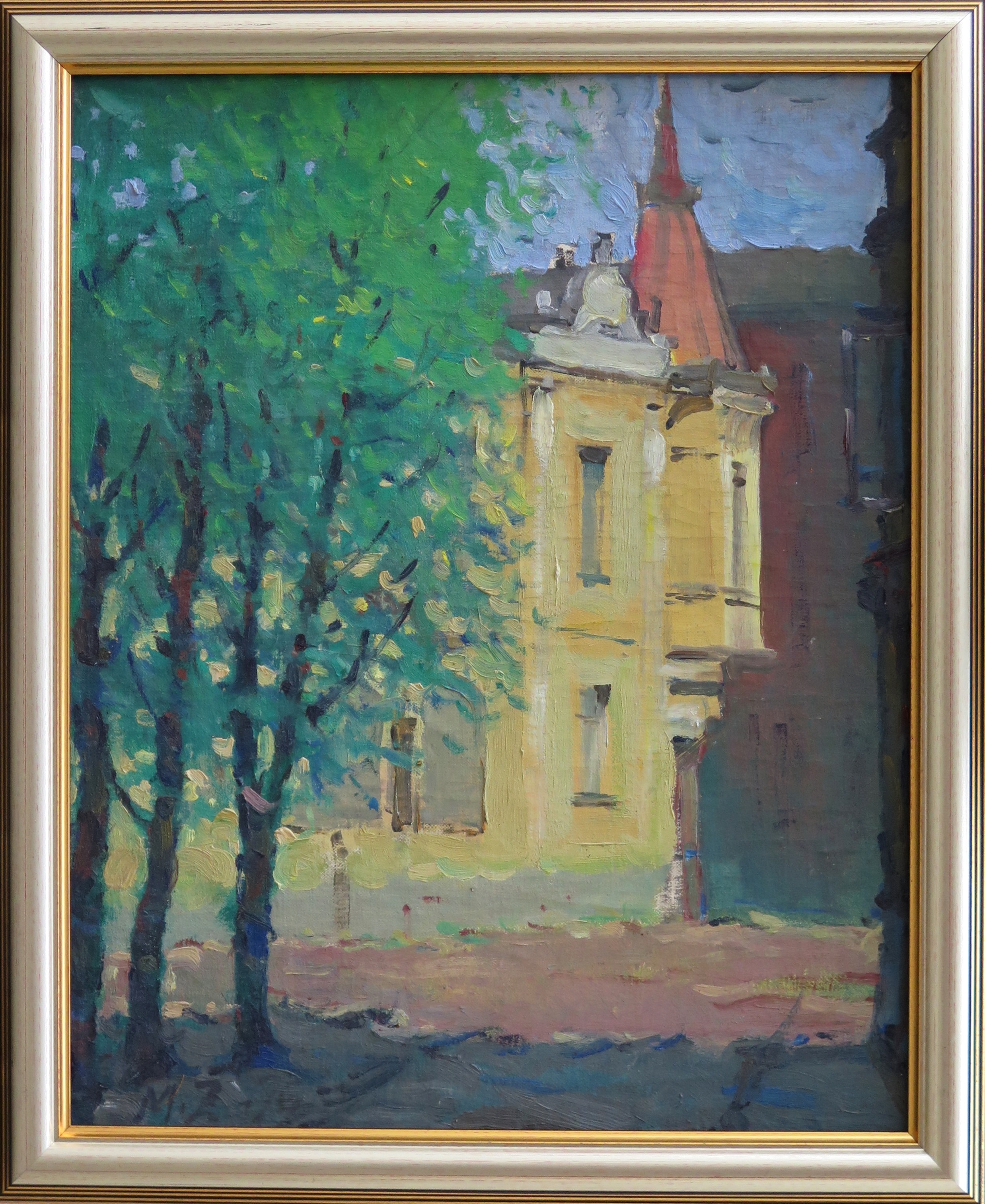 Artwork by Matīss Zavickis, Ieliņa Liepājā, Made of oil on cardboard
