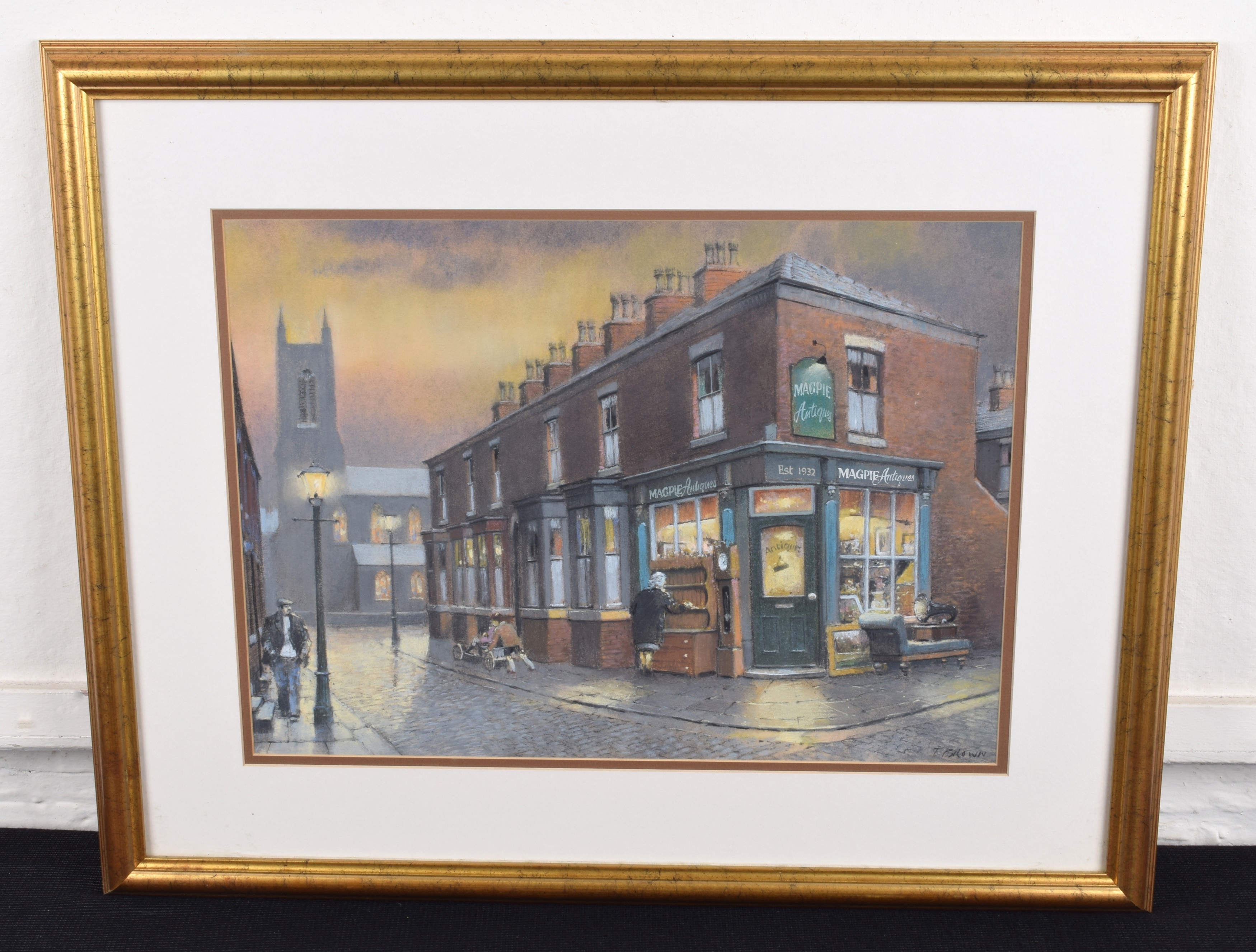 Artwork by Tom Brown, Magpie Antiques, Made of pastel