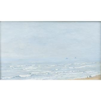 "Zeegezicht met twee schepen aan de einder" - Johan Briedé