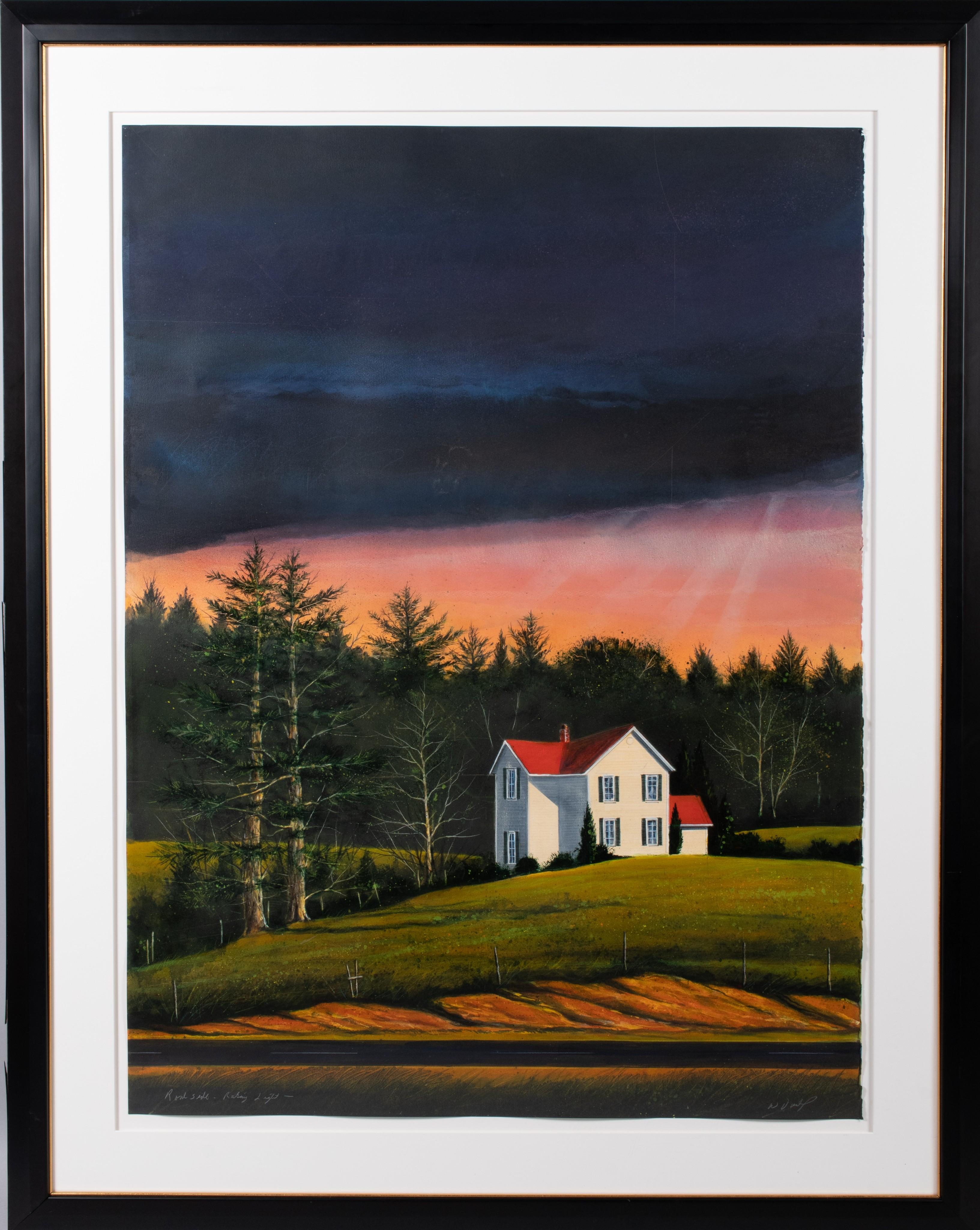 Artwork by William Dunlap, ROADSIDE - RAKING LIGHT, Made of LIGHT, Oil, watercolor and dry pigment on rag board