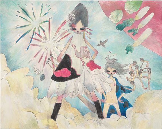In the 30th Year of the Showa, the Day the Fire Flowers Rose by Aya Takano, Painted in 2005