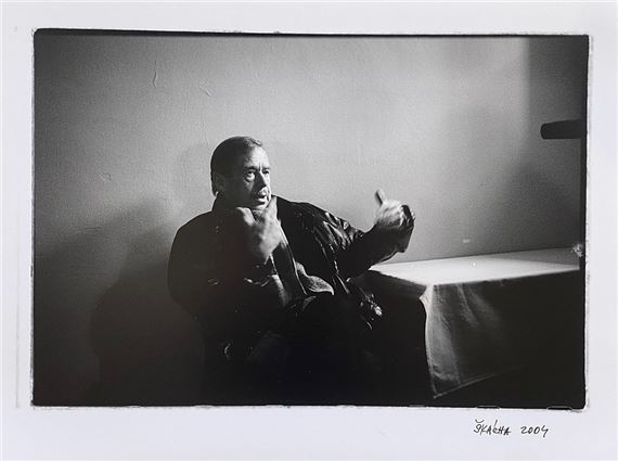 Václav Havel at the table by Oldřich Škácha, 2004