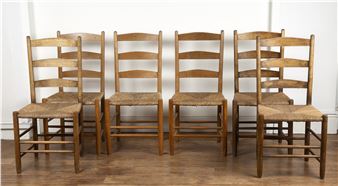 Set of six matched dining chairs - Ernest William Gimson