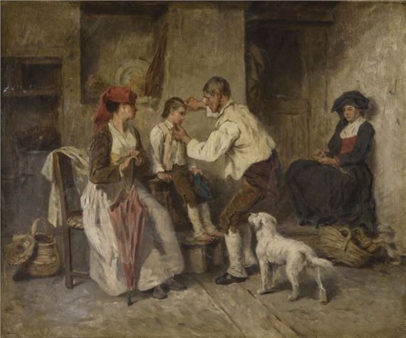 At the Béarn wigmaker's by Alexandre-Marie Guillemin