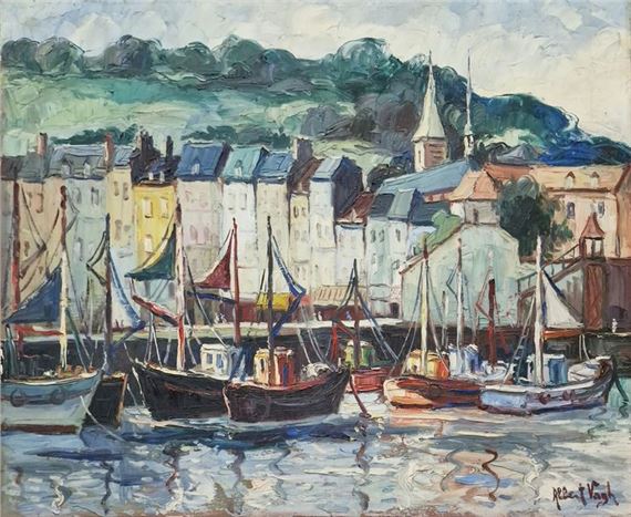 Sun over Honfleur; The harbor in Honfleur; Boats in the sun by Albert Vagh Weinmann, 1982, 1983(2)