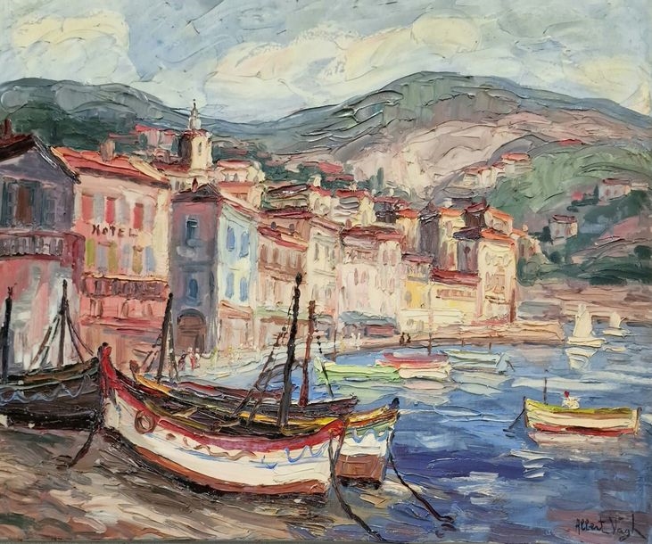 Artwork by Albert Vagh Weinmann, Sun over Villefranche; Sailboats in Villefranche; Menton, Made of oil on canvas