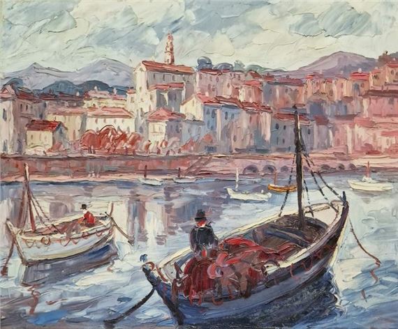 Sun over Villefranche; Sailboats in Villefranche; Menton by Albert Vagh Weinmann