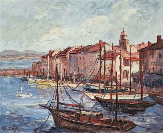 The port of Saint Tropez; The port of the fishermen in Saint Tropez; Old port in Saint Tropez by Albert Vagh Weinmann