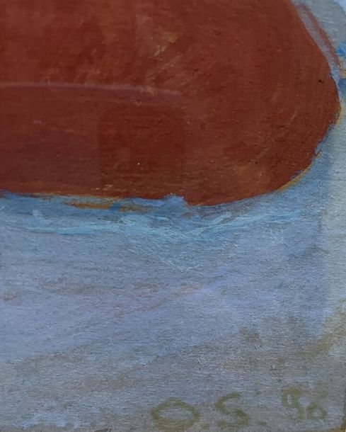 Artwork by Olivier Soulas, Couple of dancers, Two frogs, Frog, Self-portrait, Made of Huile sur carton