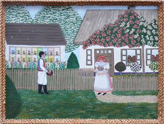 Paar vor Häuser - Ludmila Prochazkova