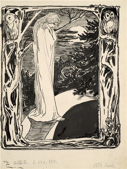 Untitled (Woman in front of a lunar landscape.) by Ludwig von Hofmann, circa 1921