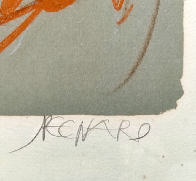 Artwork by Dominique Rechard Dit Dromik, Portrait de femme à la robe orange, Made of Lithograph