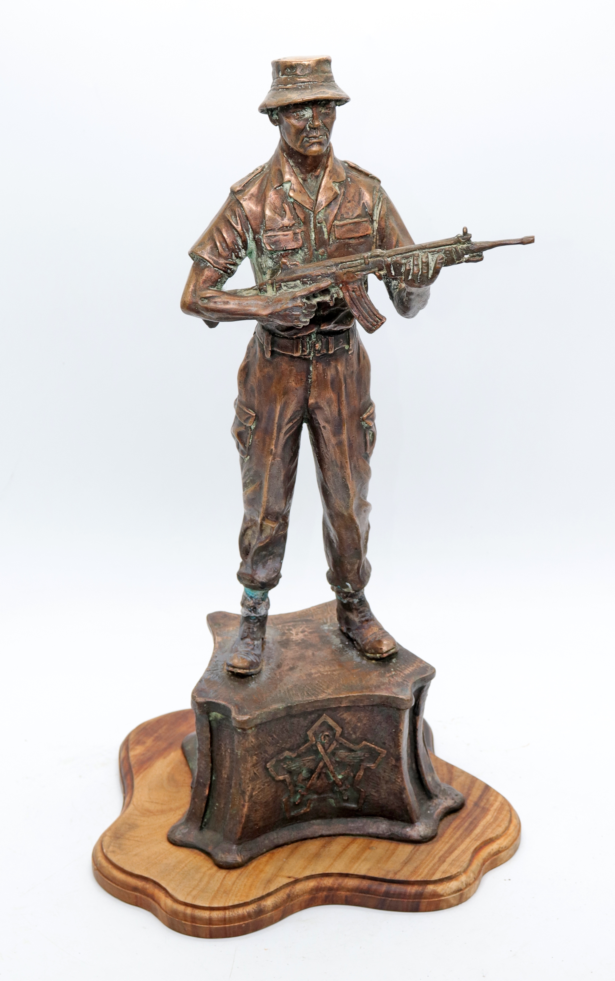 Artwork by Phil Minnaar, Extremely rare bronze statue of S.A.D.F. Border War trooper, Made of bronze