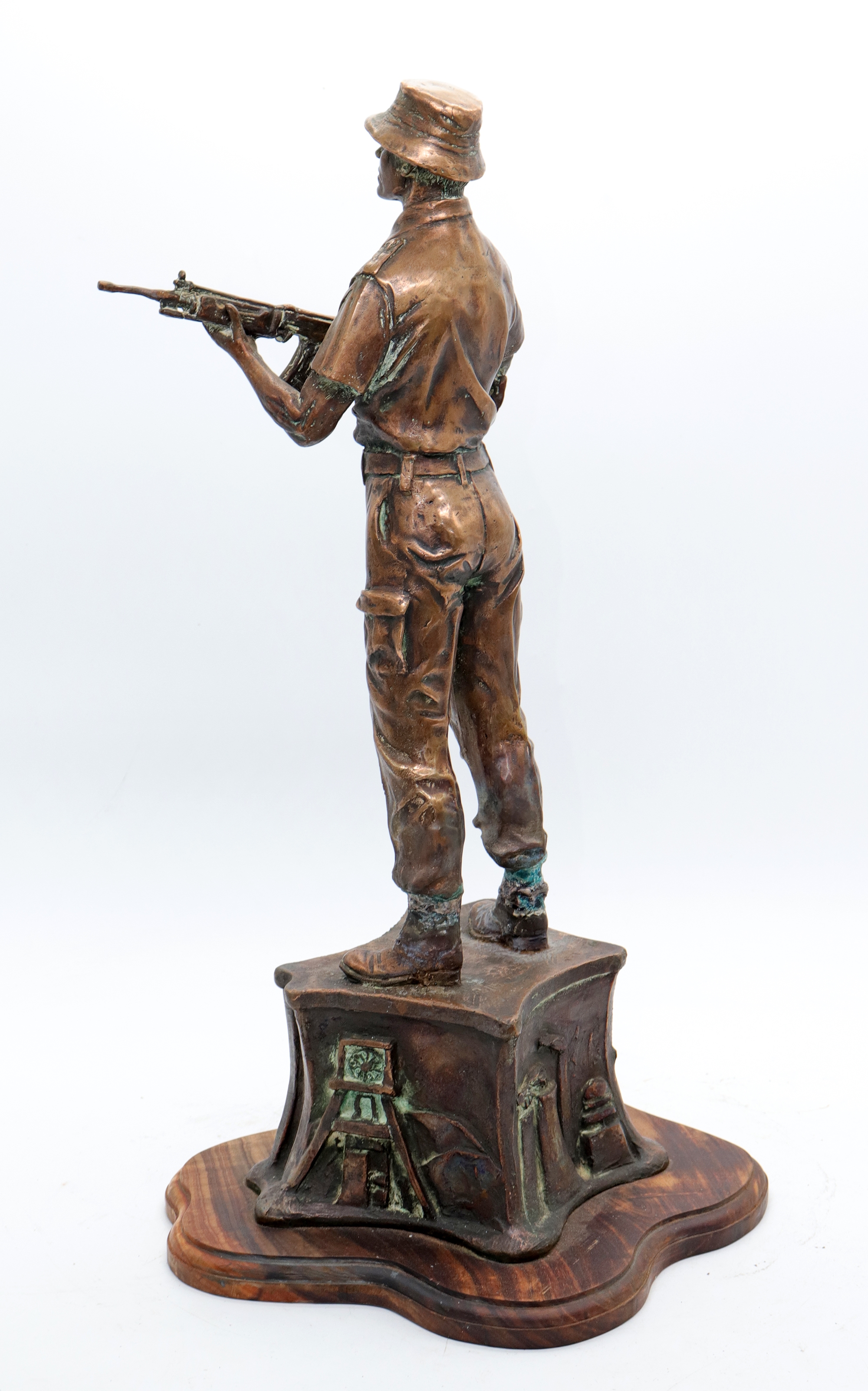 Artwork by Phil Minnaar, Extremely rare bronze statue of S.A.D.F. Border War trooper, Made of bronze