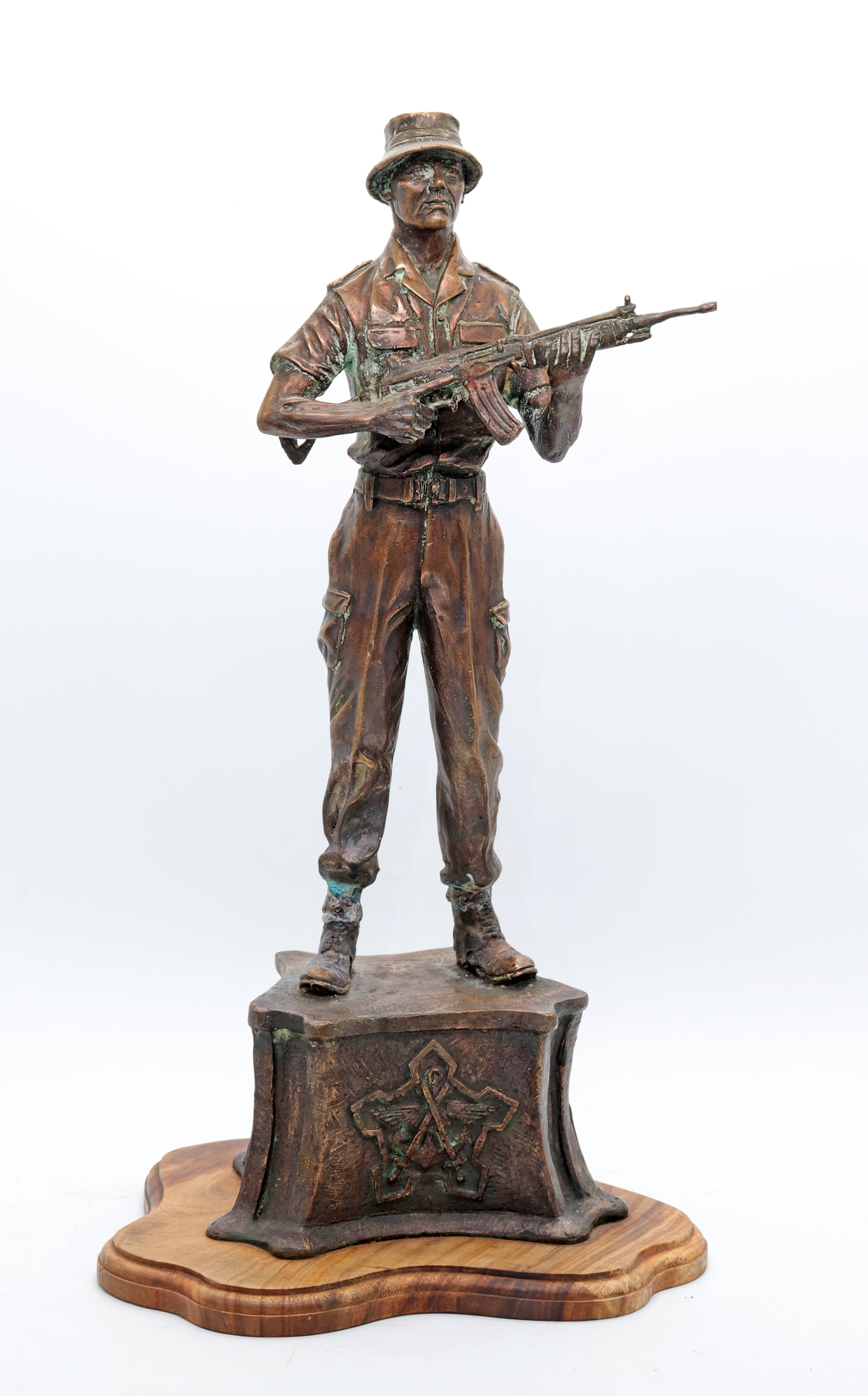 Artwork by Phil Minnaar, Extremely rare bronze statue of S.A.D.F. Border War trooper, Made of bronze