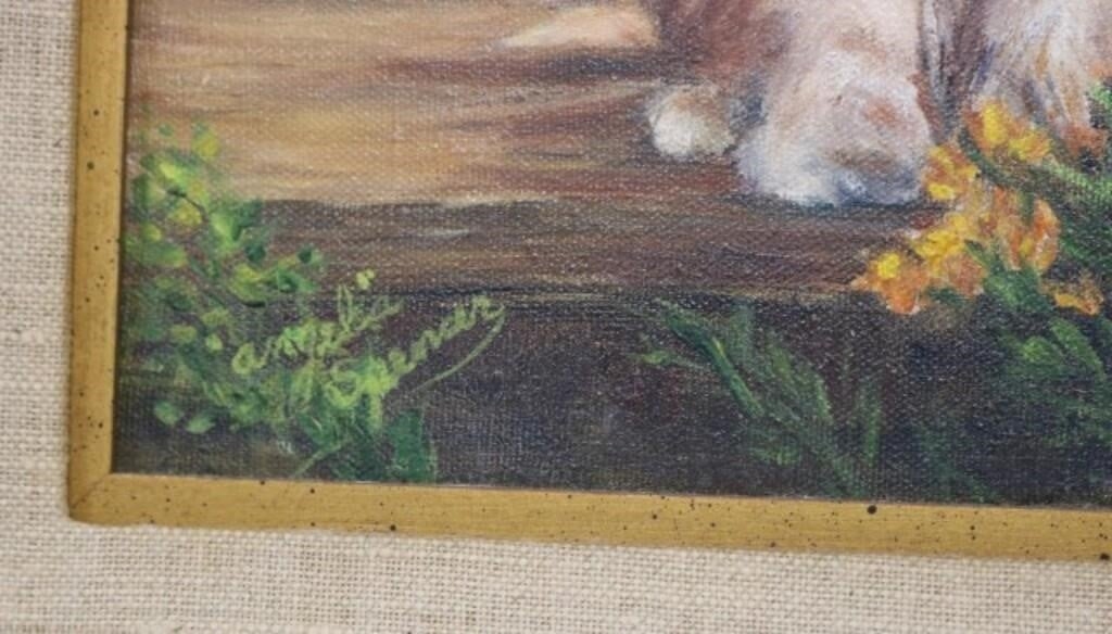 Artwork by Angela Spencer, OIL ON CANVAS, SIGNED ANGELA SPENCER, KITTEN WITH, Made of OIL ON CANVAS