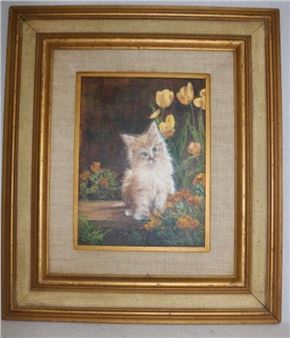OIL ON CANVAS, SIGNED ANGELA SPENCER, KITTEN WITH - Angela Spencer