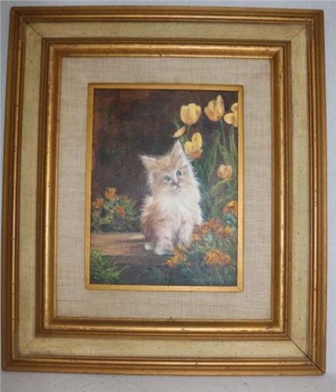 OIL ON CANVAS, SIGNED ANGELA SPENCER, KITTEN WITH - Angela Spencer