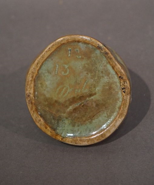 Artwork by Denbac, Earthenware inkwell decorated with two cats