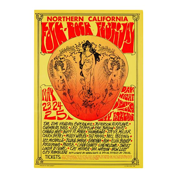 NORTHERN CALIFORNIA FOLK-ROCK FESTIVAL POSTER, 1969 - Linda Segul