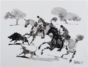 Wild boar hunting; Wild boar fight - Frédéric Mathieu