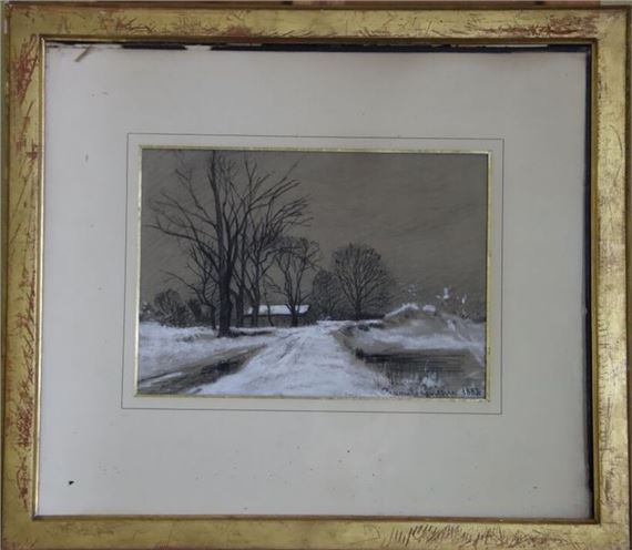 Snowy landscape by Raoul Guerin, dated 1882