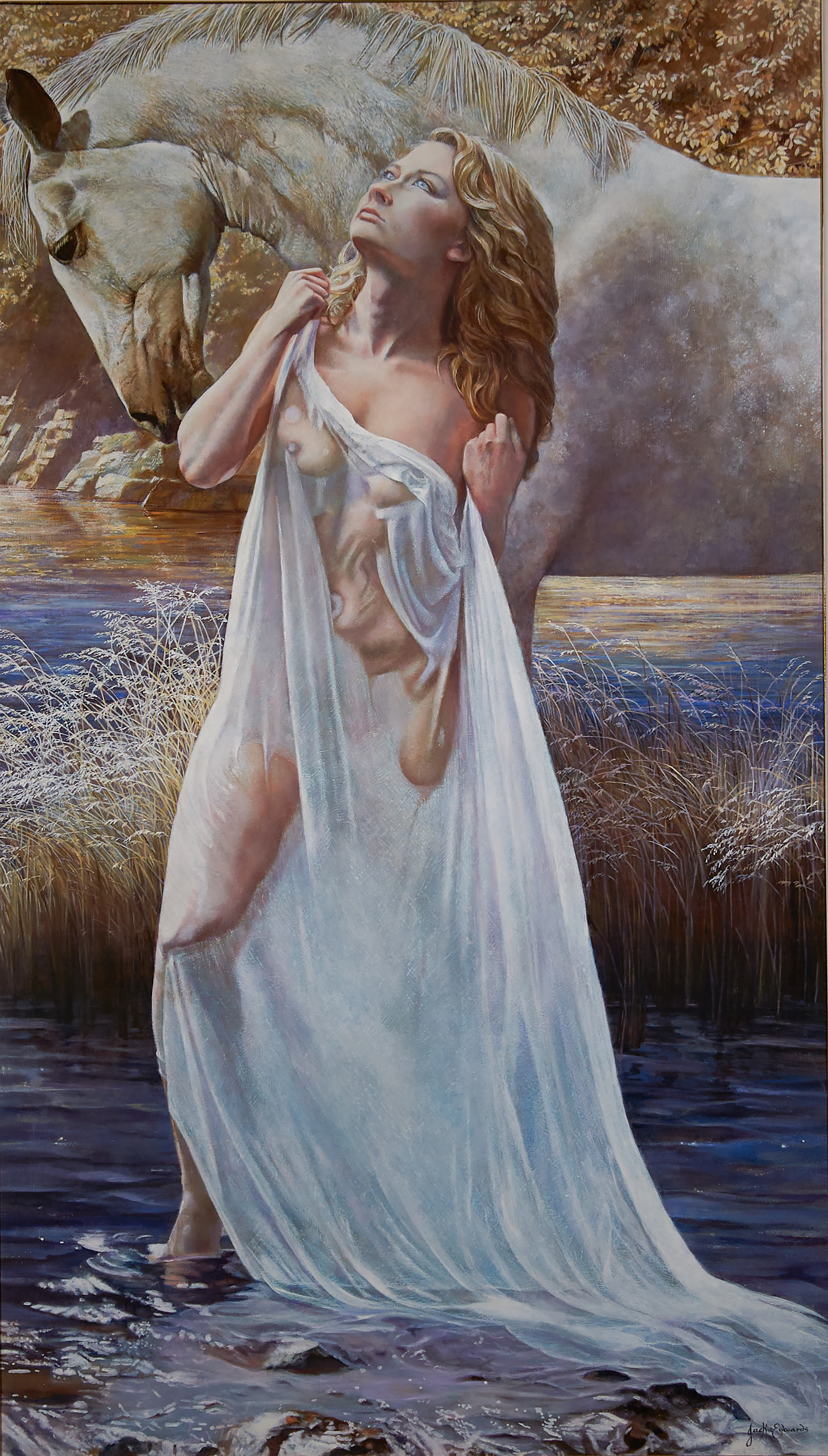 Artwork by Jackie Edwards, Epona and the Grey, Made of Grey, oil on canvas