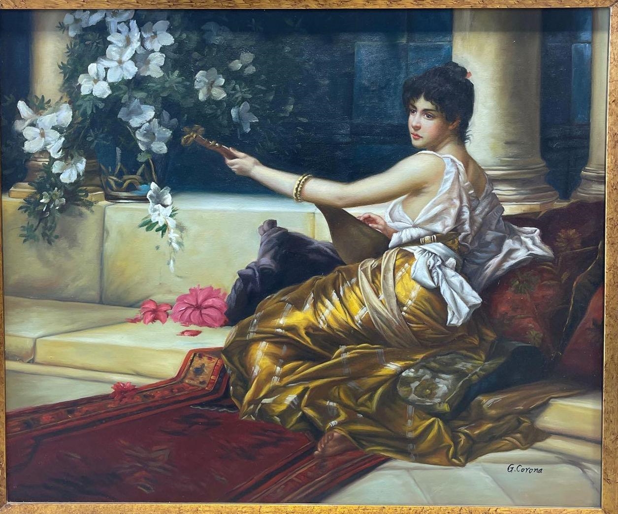 Conrad Kiesel The Mandolin Player, Hand Enhanced Giclee on Canvas