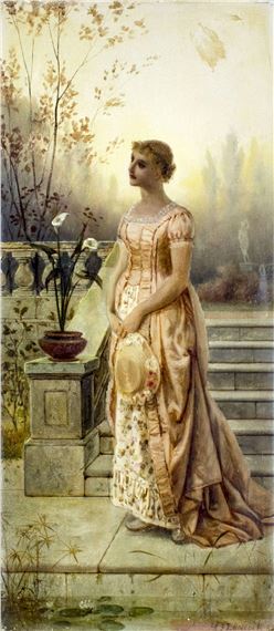 Lady with Hat by Charles Frederick Lowcock, 1882