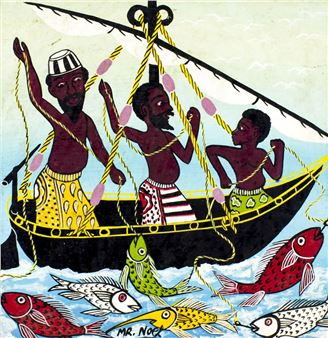 Three Fishermen in Boat - Noel Kampa