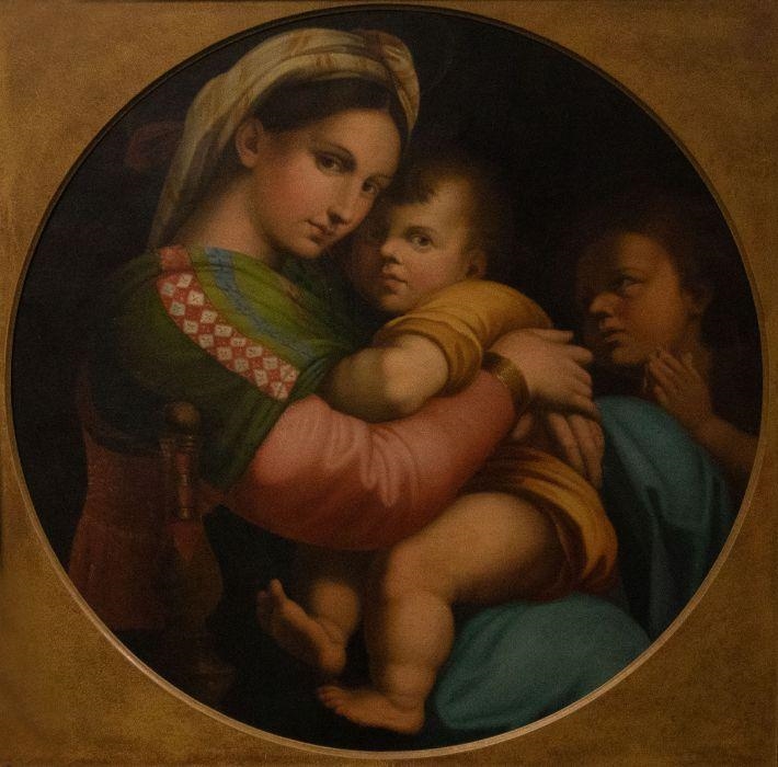 19th Century after Raphael (Raphael Urbinas Sanzio 1483-1520) Madonna Della Seggiola oil on canvas by Raffaello Sanzio, 19th Century