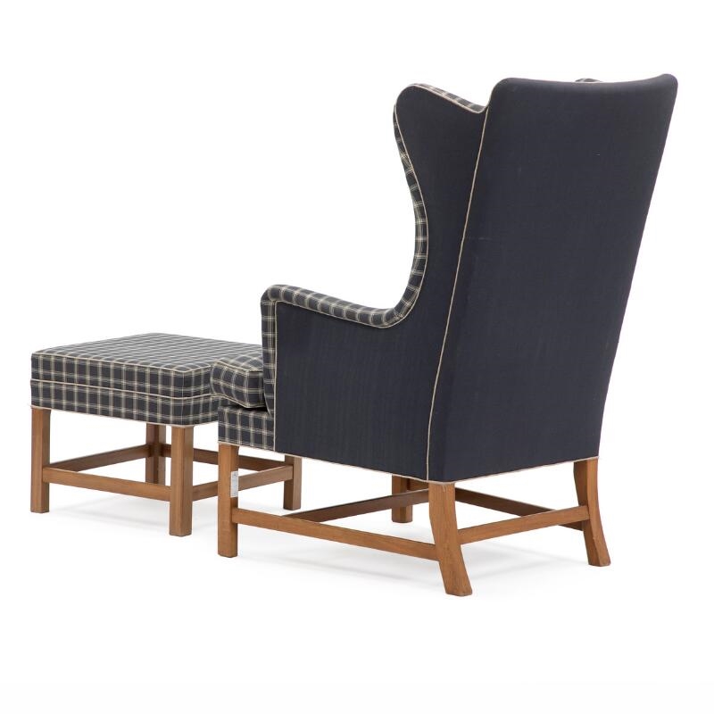 Kaare Klint Wingback chair and matching stool MutualArt