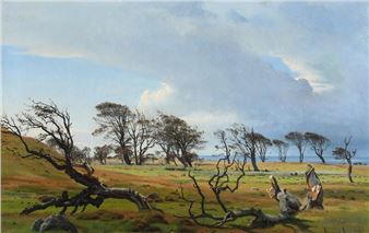 Landscape with windswept trees at Asnæs - Harald Frederik Foss