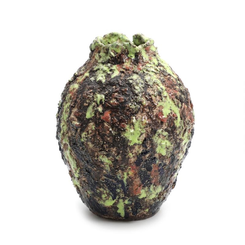 Artwork by Randi Kornerup-Bang, vase, Made of polychrome glaze