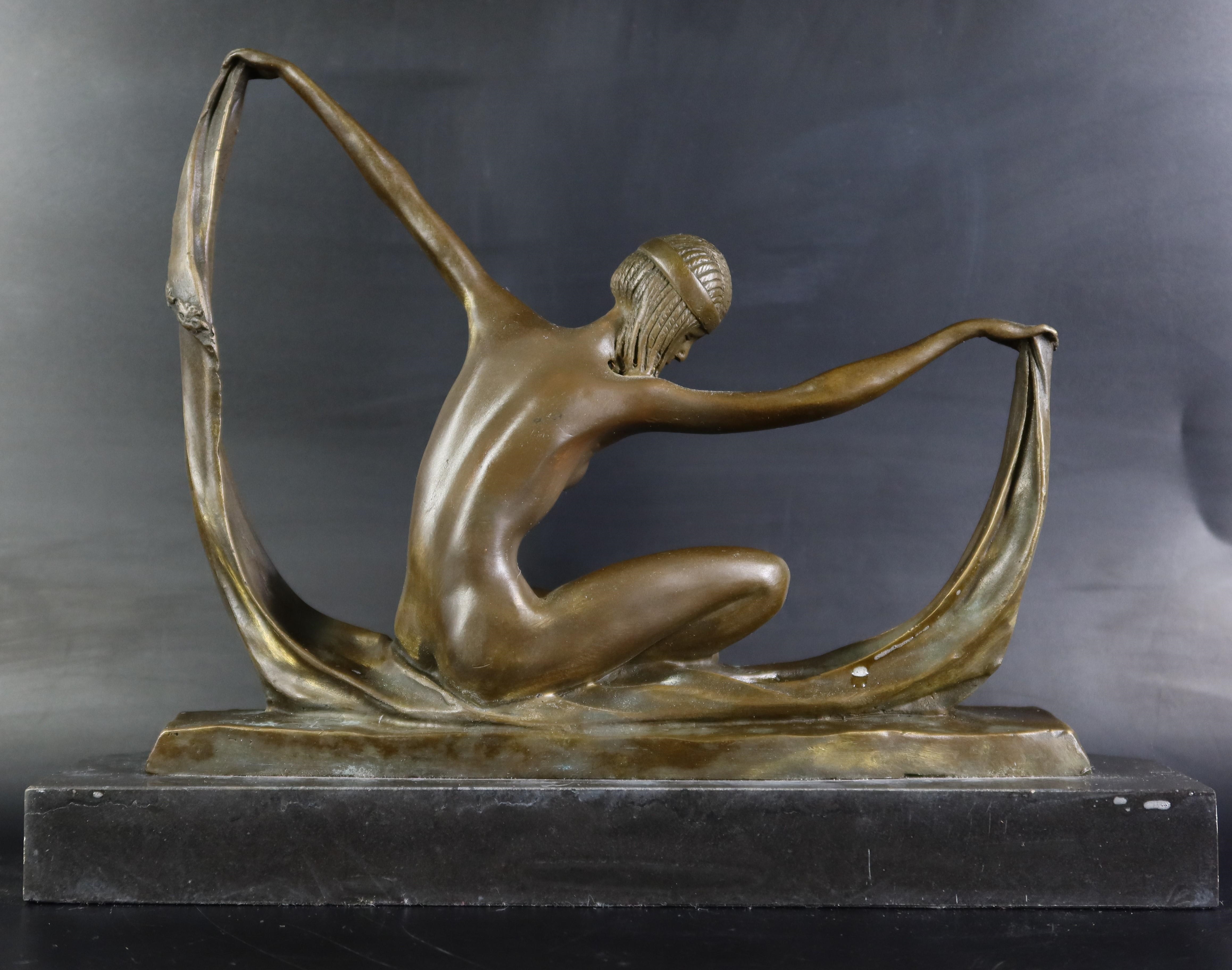 Art Deco School, 20th Century | MIRVAL ART DECO RIBBON DANCER BRONZE ...