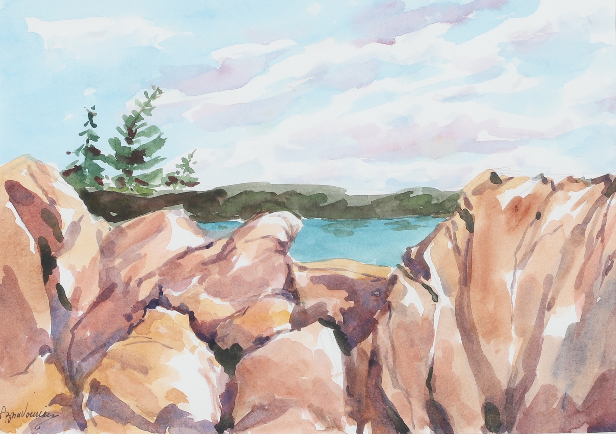 Artwork by Alice Aznavourian, Landscape, Made of watercolor on paper