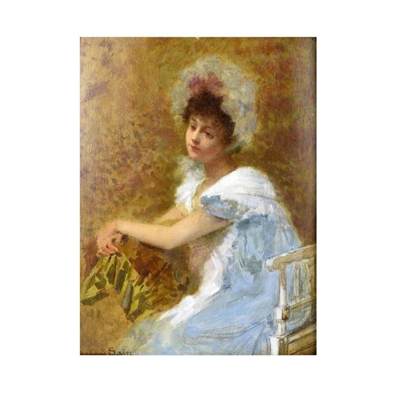 Portrait of a Seated Young Woman by Edouard Alexandre Sain