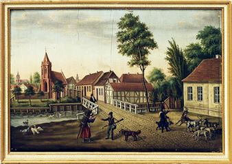 Die Försterbrücke mit Jakobskappelle im Jahr 1830 - F. Spieker