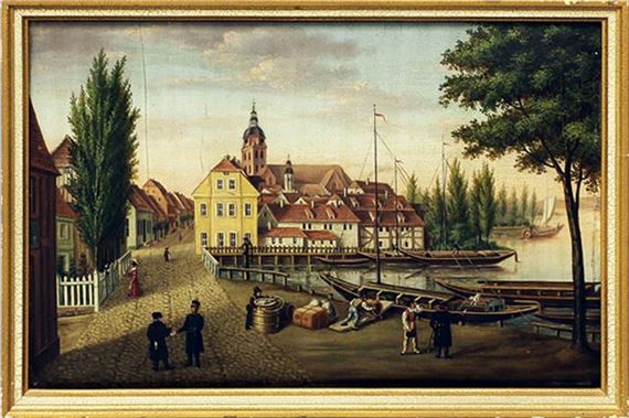 Blick vom Mühlendamm auf den Dom im Jahr 1830 by F. Spieker