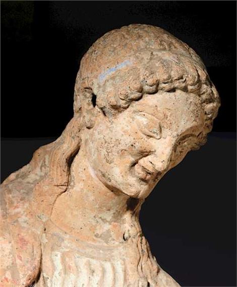 Alceo Dossena | Terracotta figure of a striding woman after an archaic ...