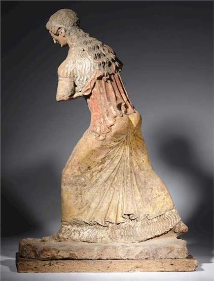 Alceo Dossena | Terracotta figure of a striding woman after an archaic ...