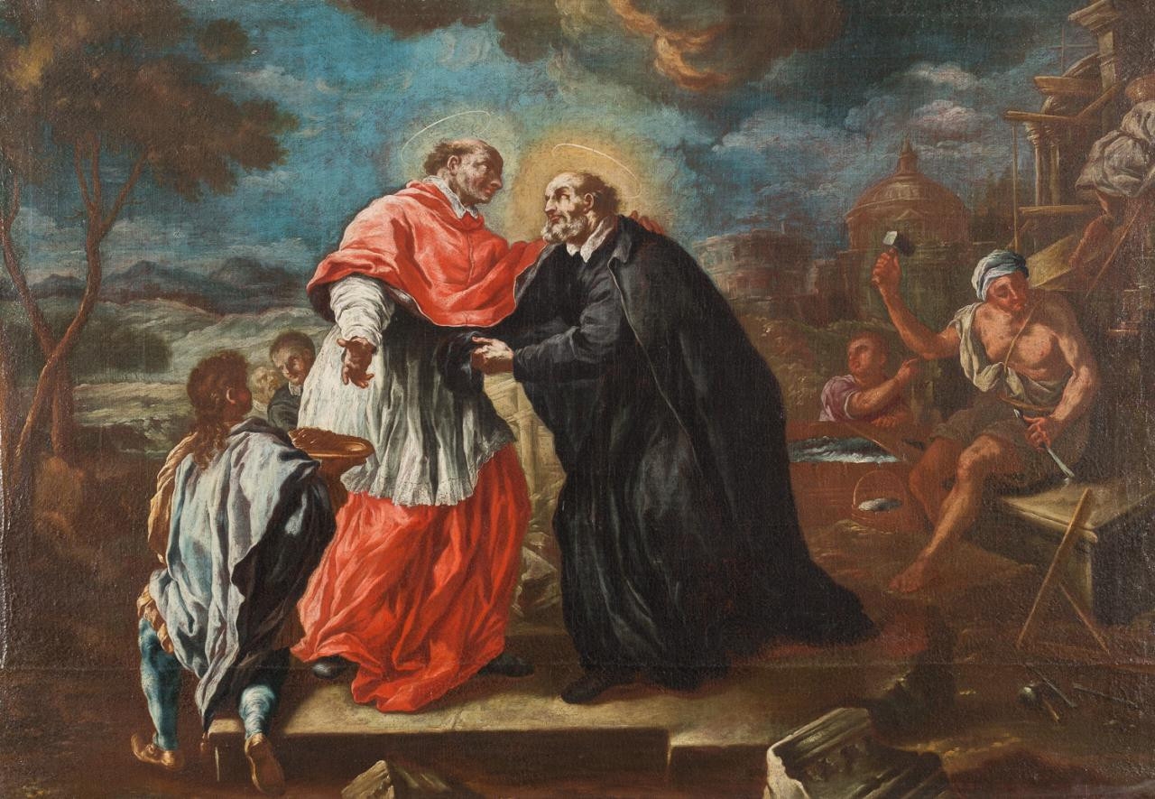 El encuentro entre San Carlos Borromeo y San Felipe Neri by Luca Giordano
