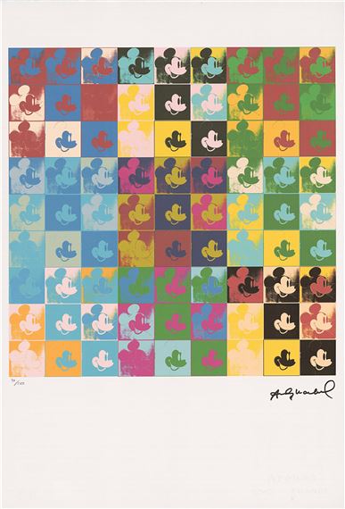 A picture of a colorful mickey mouse pattern on a white background.