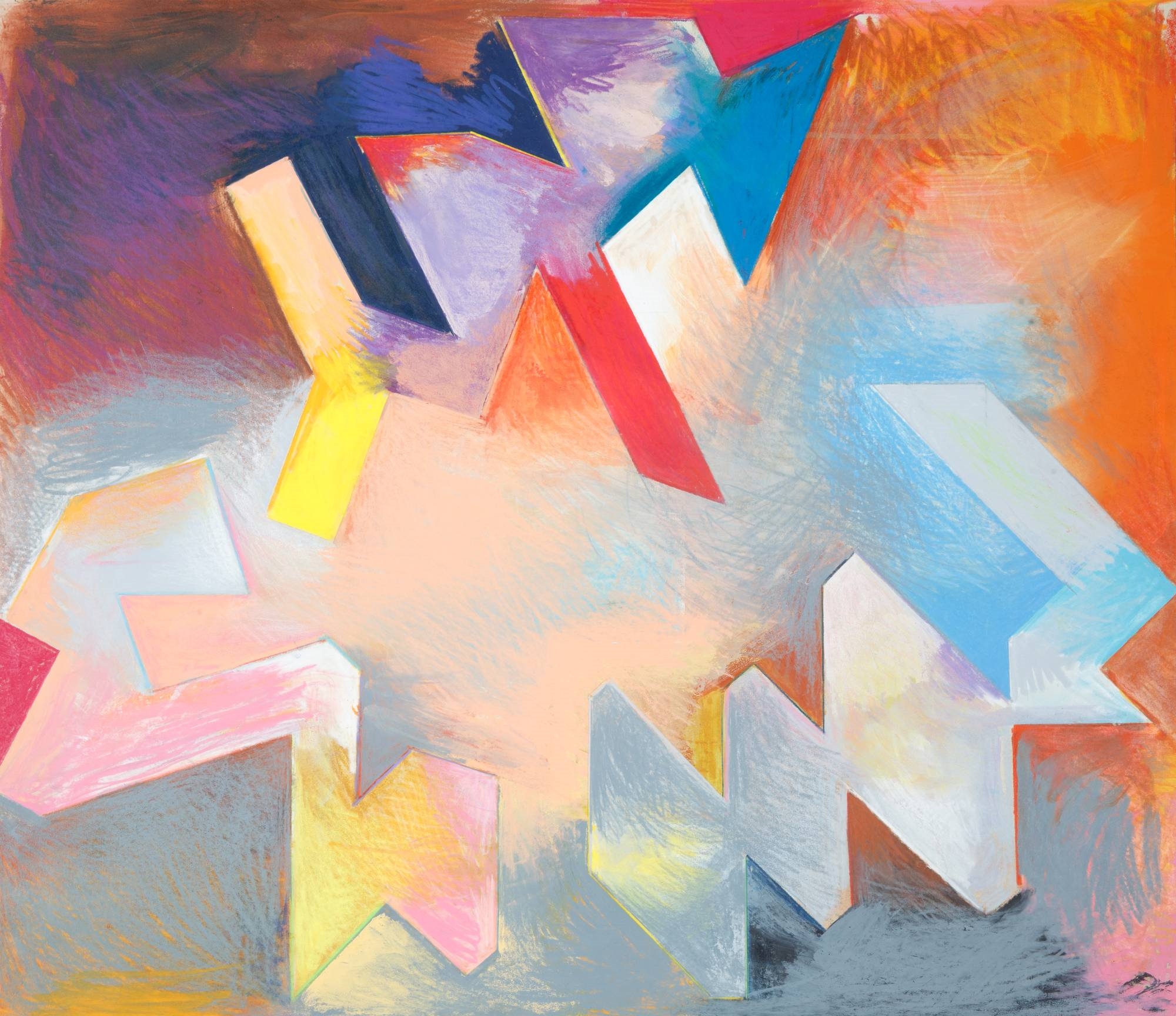 Artwork by Stuart Shedletsky, Abstract Composition, Made of pastel and watercolor on paper