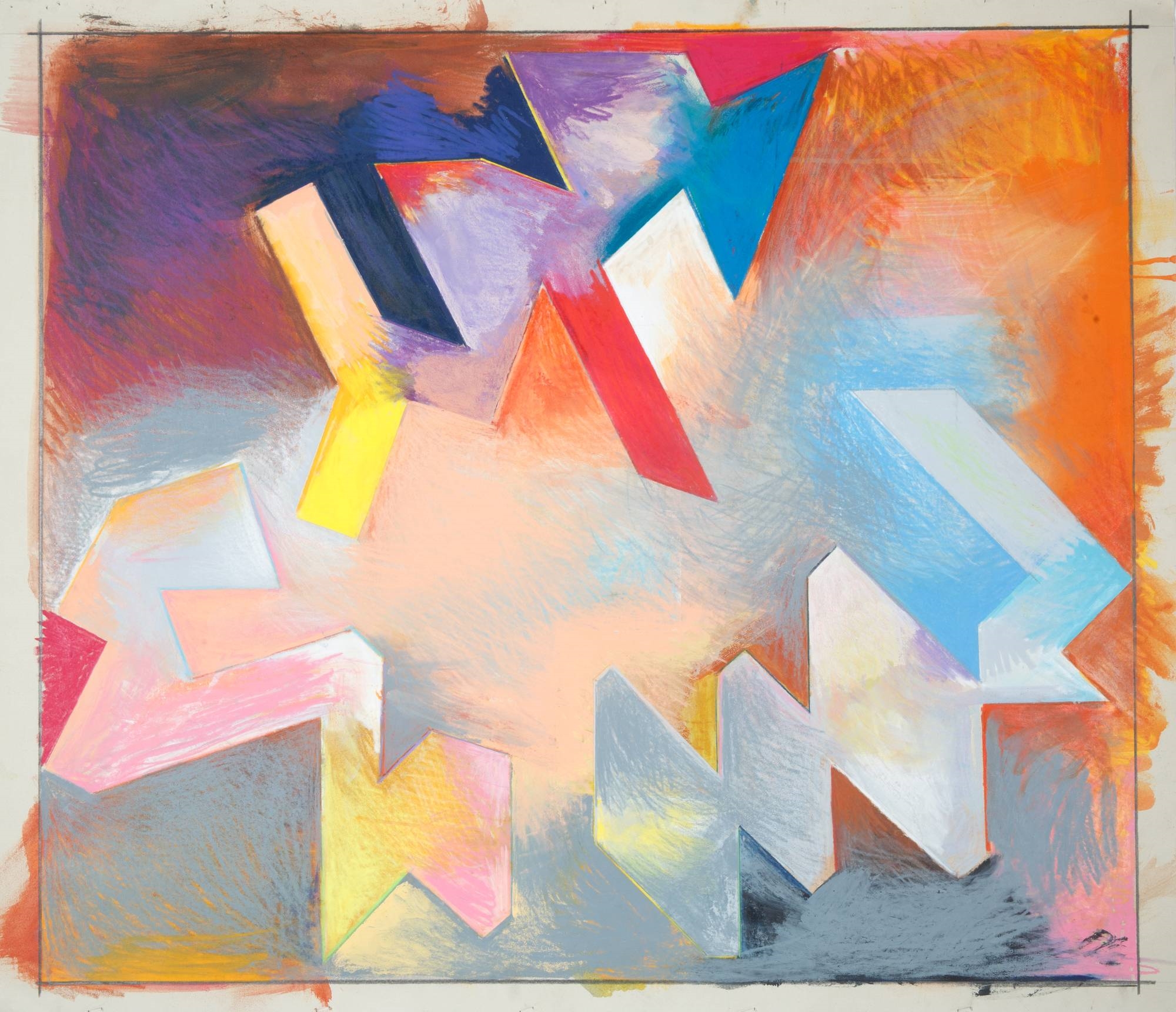 Artwork by Stuart Shedletsky, Abstract Composition, Made of pastel and watercolor on paper