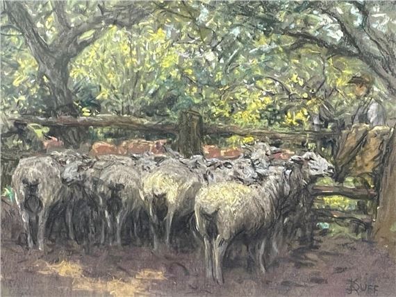 "THE SHEEPFOLD" OIL PAINTING by John Robert Keitley Duff