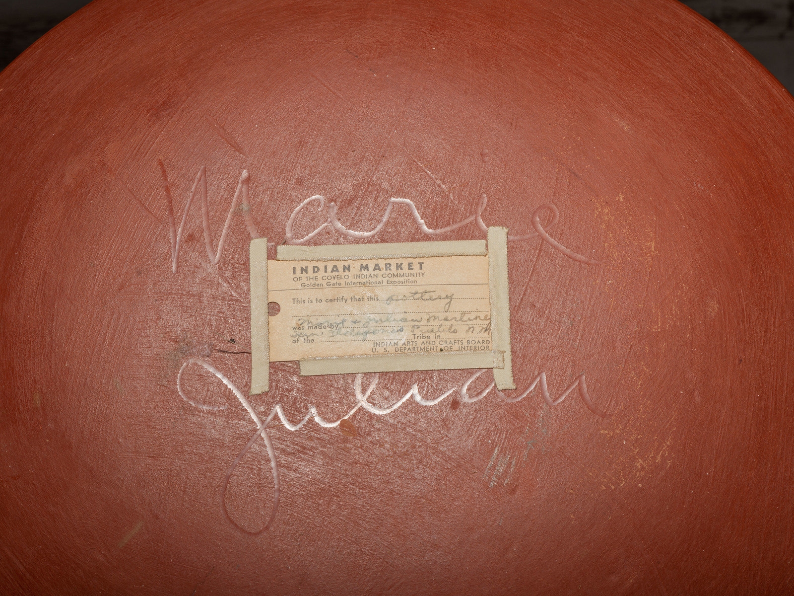 Artwork by Maria Montoya Martinez, Julian Martinez, Painted Redware Pottery Plate, Made of Painted Redware Pottery